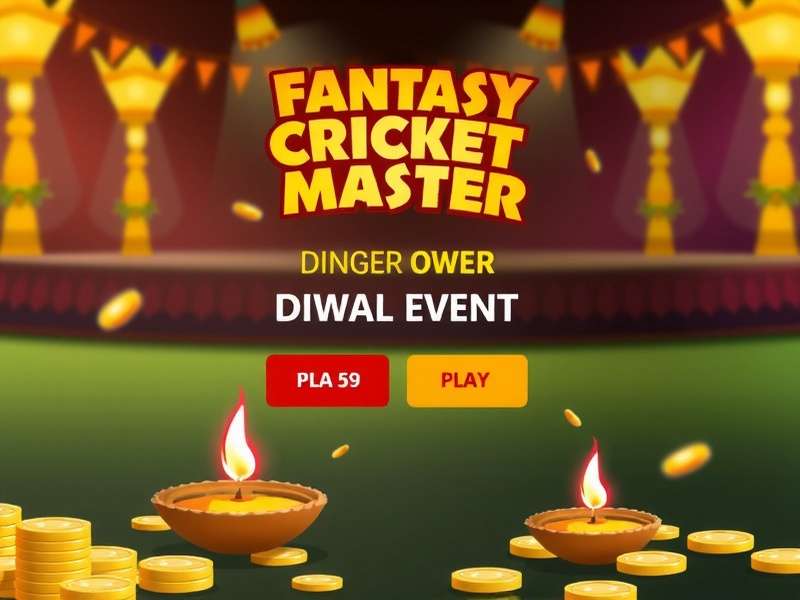 Fantasy Cricket Master Diwali event showing virtual diyas and gold coins in the app